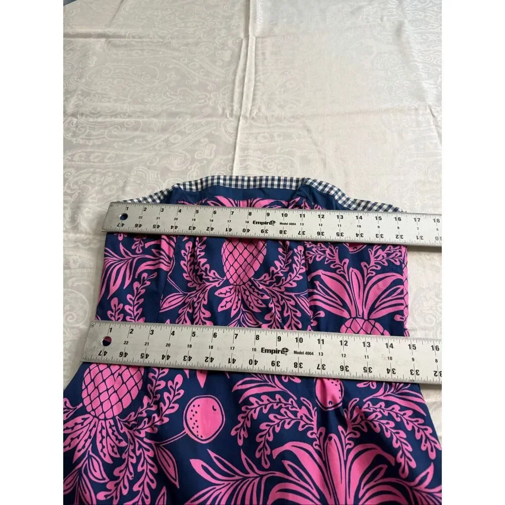 Lilly Pulitzer Originals VTG Pink Blue Strapless Dress Cocktail Resort Size 10 - Picture 4 of 7
